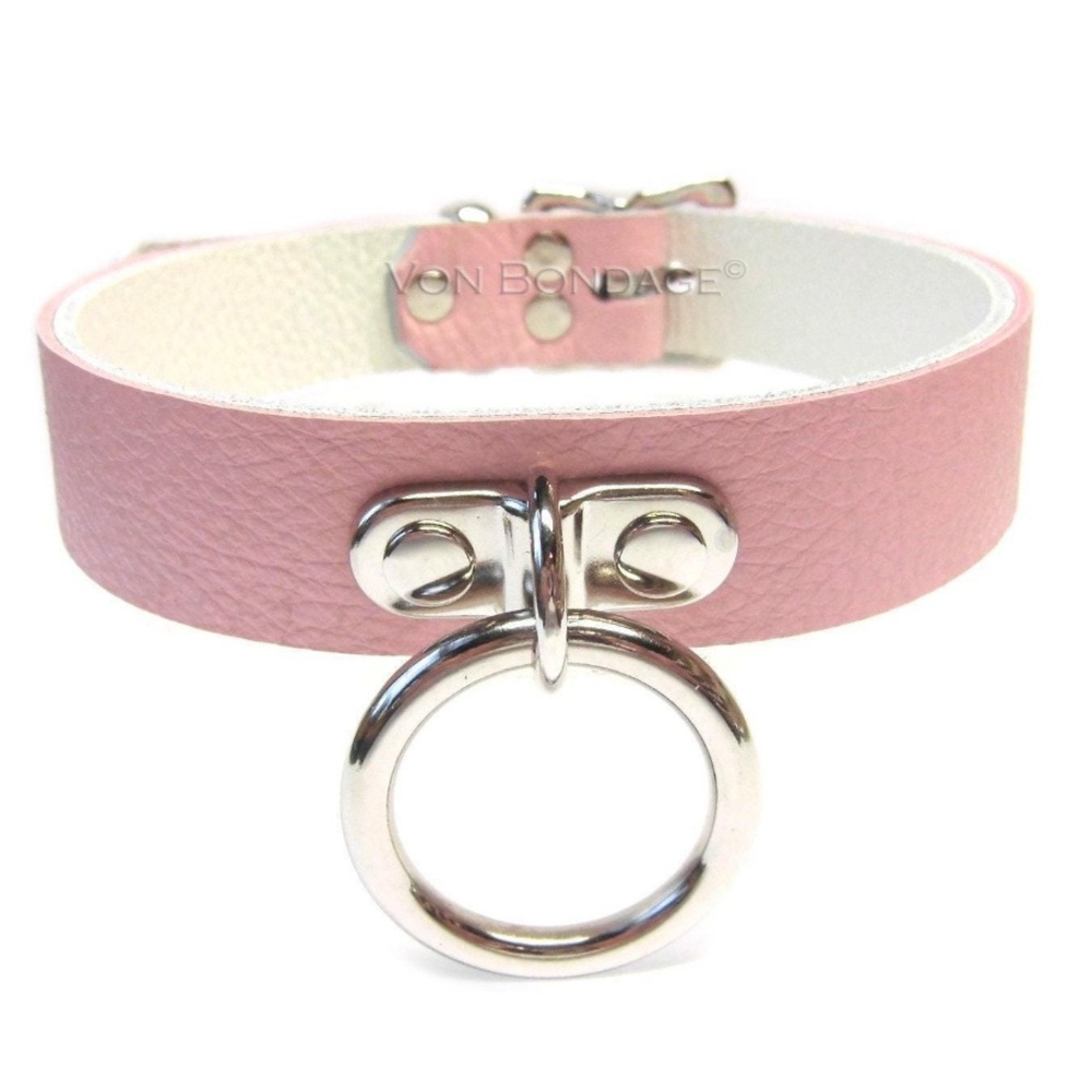 Pink Leather Ring Collar